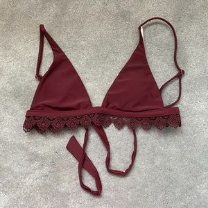 Pacsun Kendall & Kylie Maroon Lace Trim Bikini Top
